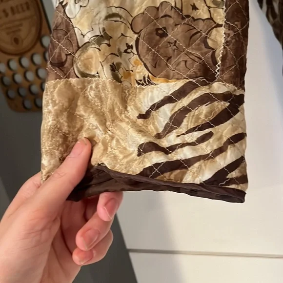 Vtg Alfred Dunner Silk Jacket Womens 2X Quilted Colorblock Animal Print Boho - Picture 6 of 7